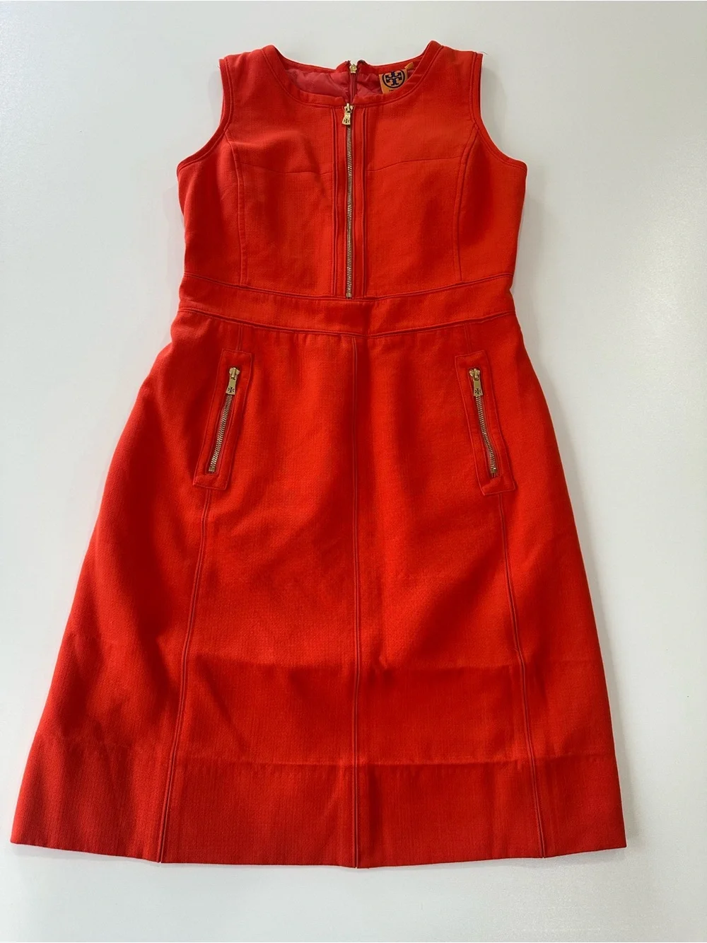 TORY BURCH  Mariel Sleeveless Marmalade Color  Dress Size 10 Wool Blend